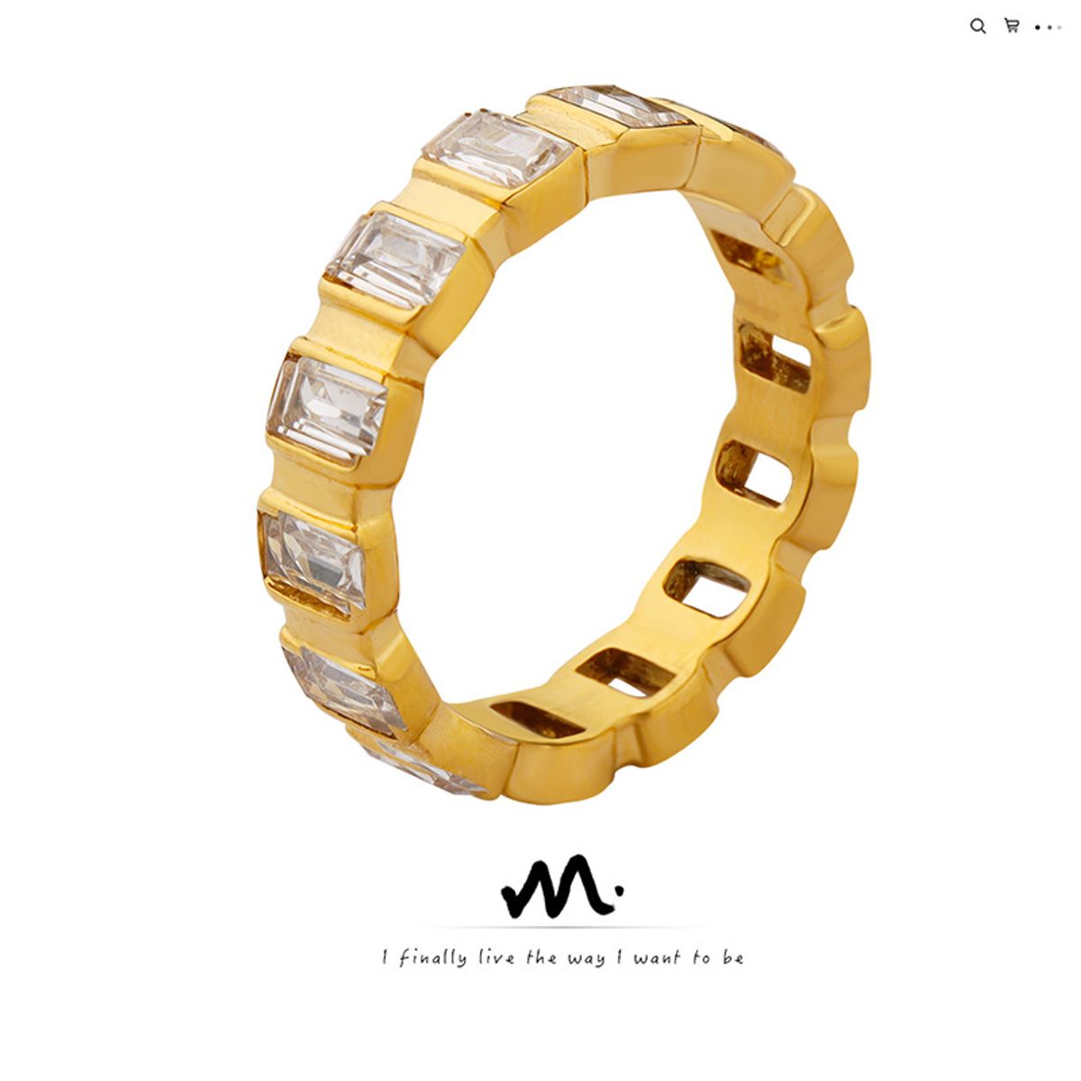 TIOZONEY - Titanio Acero Circonita Anillo Mujer