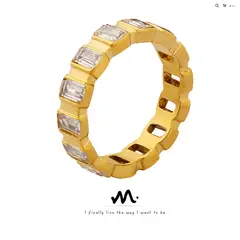 TIOZONEY - Titanio Acero Circonita Anillo Mujer