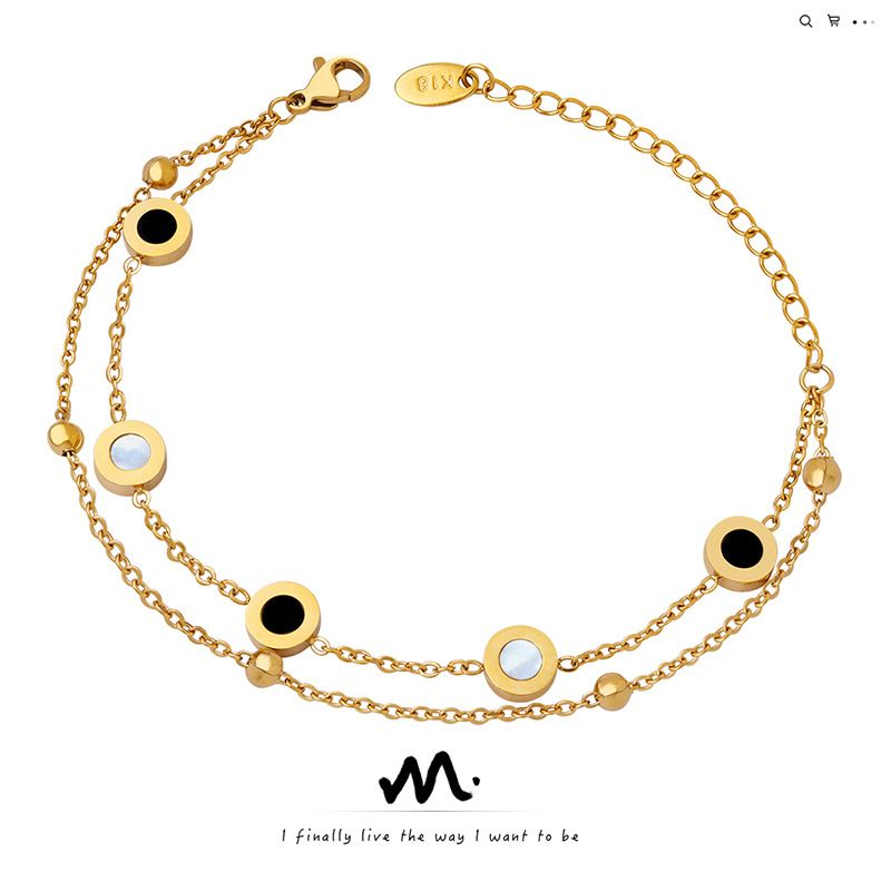 TIOZONEY - Pulsera doble de acero inoxidable para mujer