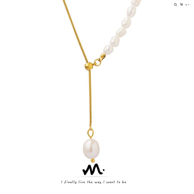 TIOZONEY - Collar con colgante de perlas de oro