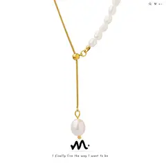 TIOZONEY - Collar con colgante de perlas de oro