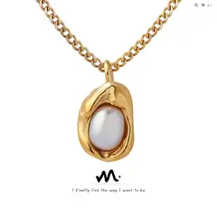 TIOZONEY - Collar de perlas chapado en oro