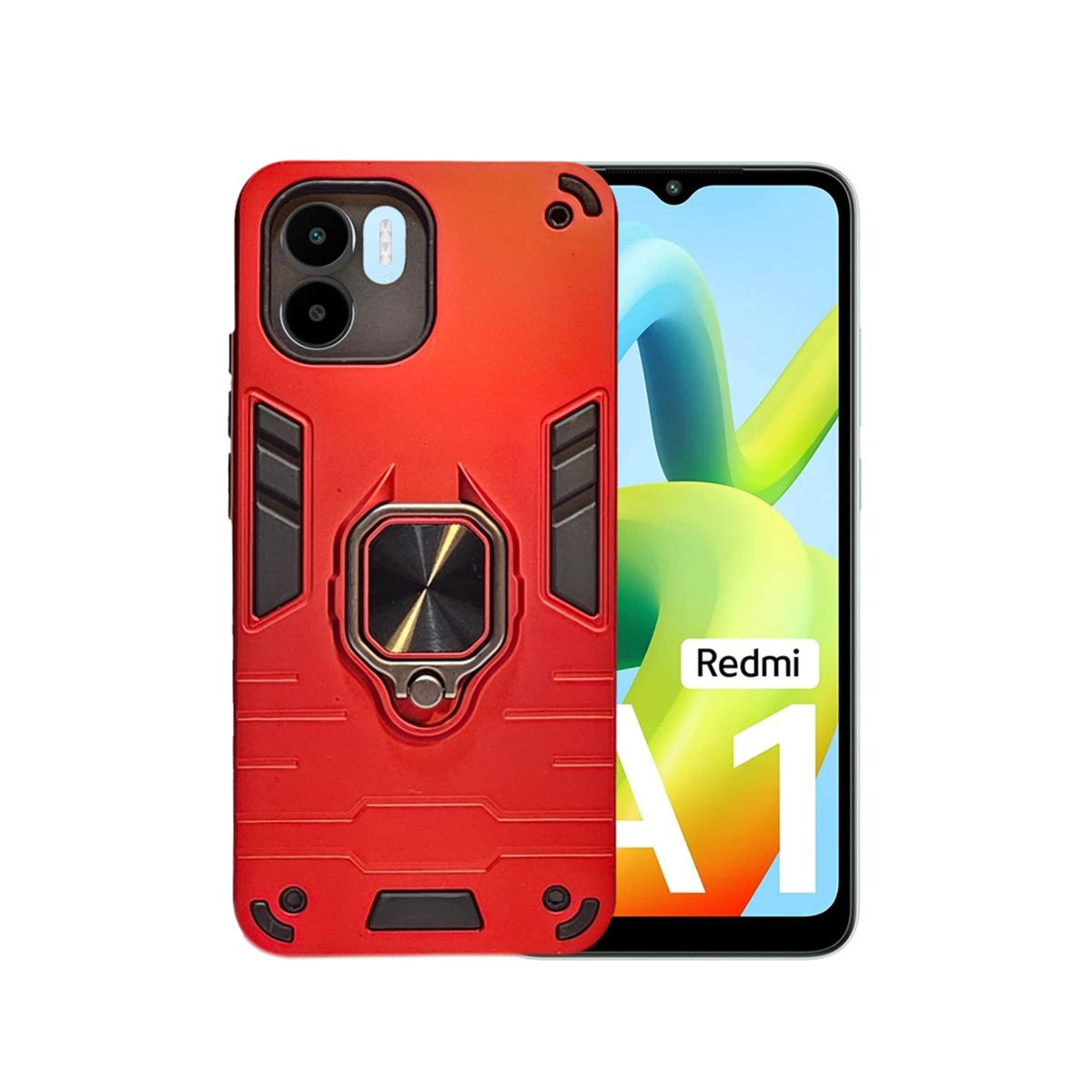 GENERICO - CARCASA ANILLO ANTIGOLPE PARA CELULAR XIAOMI REDMI A1 Y A2 ROJO