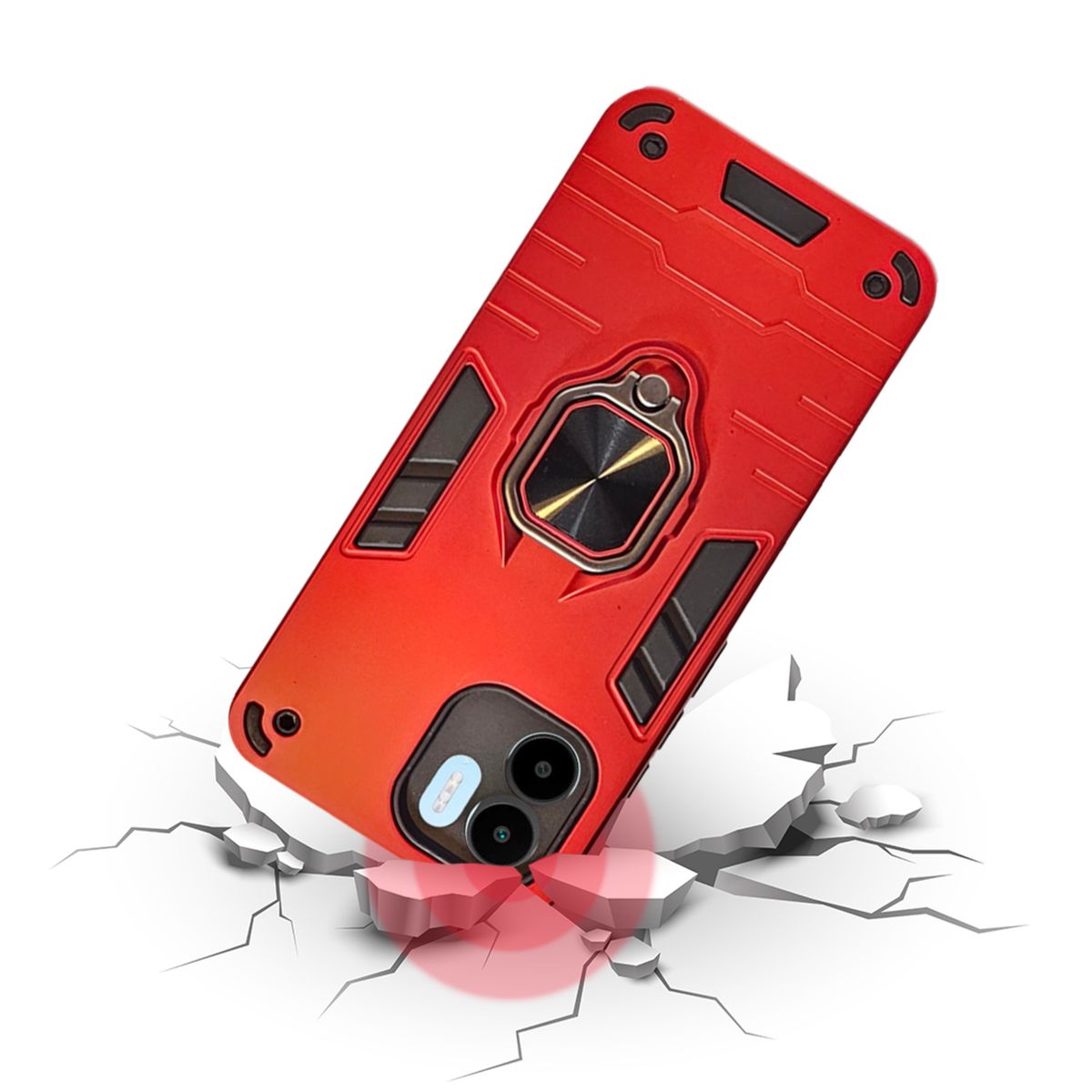 GENERICO - CARCASA ANILLO ANTIGOLPE PARA CELULAR XIAOMI REDMI A1 Y A2 ROJO