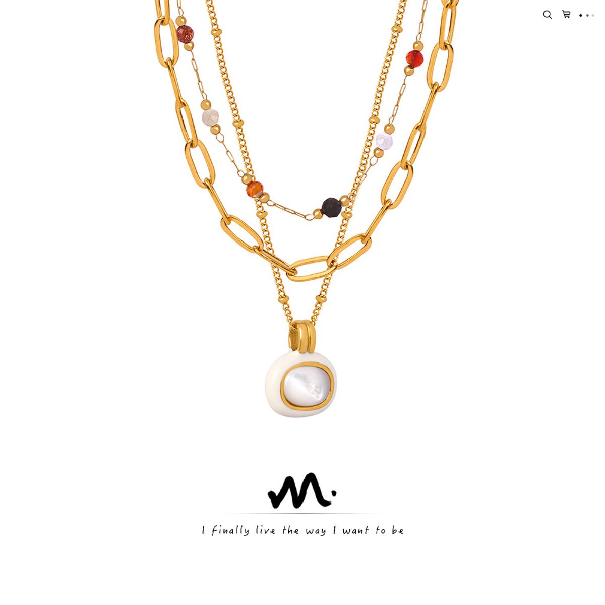 TIOZONEY - Colgante Piedra Natural Collar Titanio