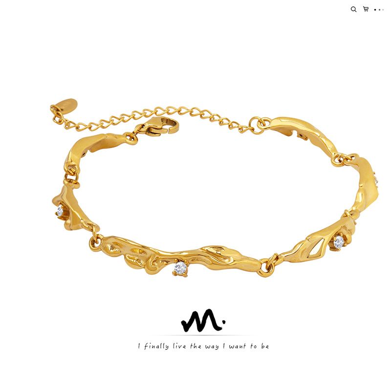 TIOZONEY - Pulsera de circonitas bañada en oro para mujer