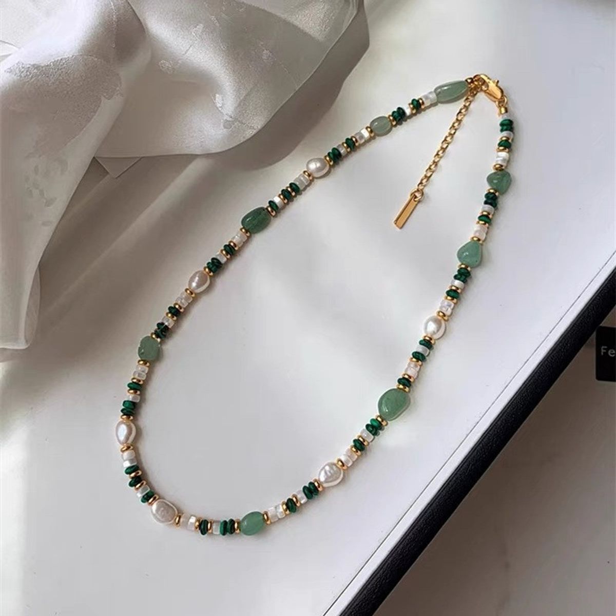 TIOZONEY - Collar de piedras preciosas con cuentas para mujer