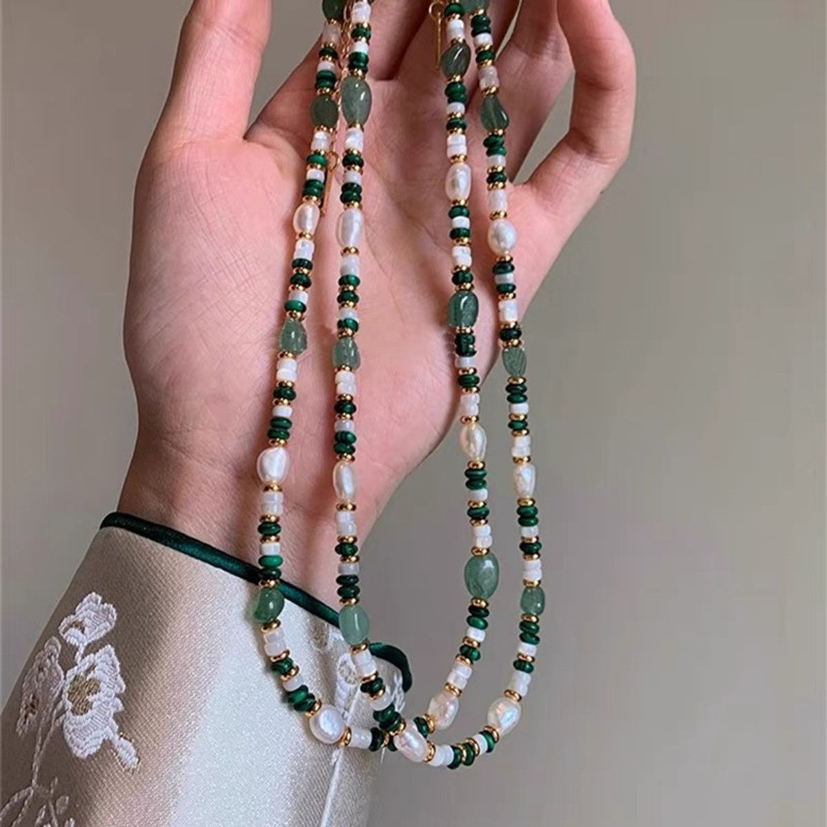 TIOZONEY - Collar de piedras preciosas con cuentas para mujer