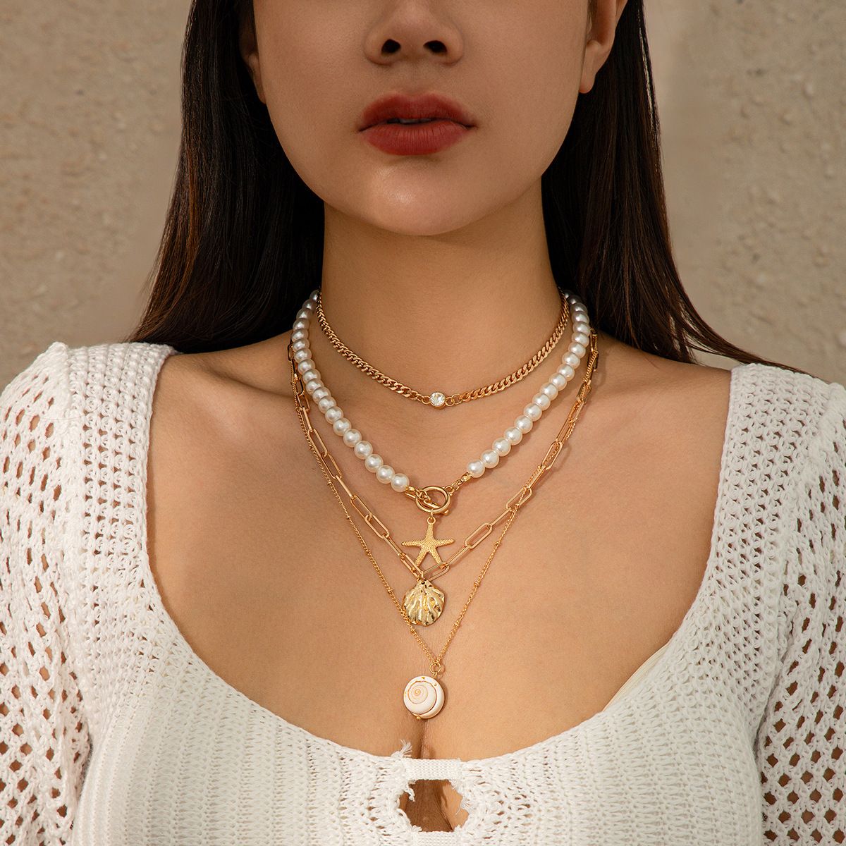 TIOZONEY - Collar de perlas de imitación para mujer
