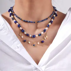 TIOZONEY - Conjunto de collar de perlas de piedra natural