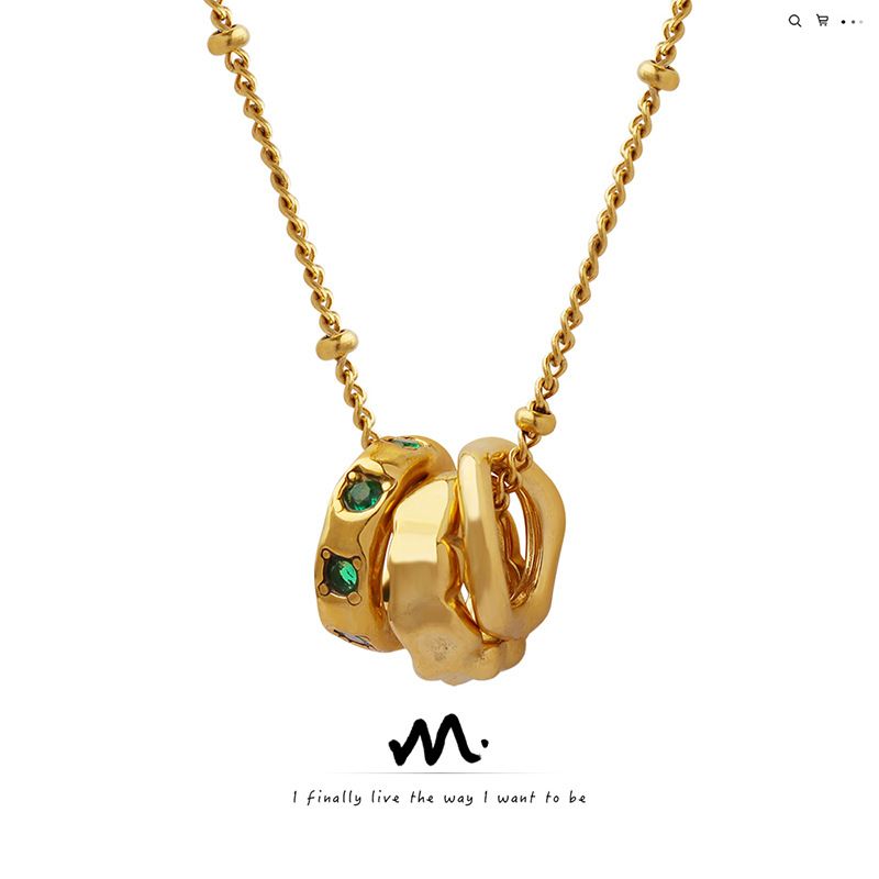 TIOZONEY - Collar de acero inoxidable chapado en oro