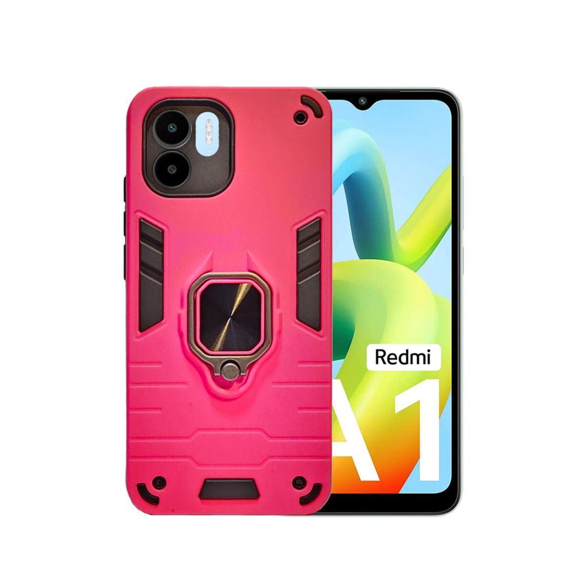 GENERICO - CARCASA ANILLO ANTIGOLPE PARA CELULAR XIAOMI REDMI A1 Y A2 FUCSIA