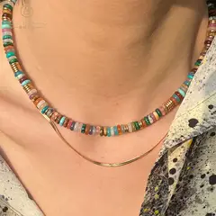 TIOZONEY - Collar de cuentas de piedras naturales de colores