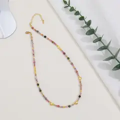TIOZONEY - Collar de cuentas de piedras naturales de colores