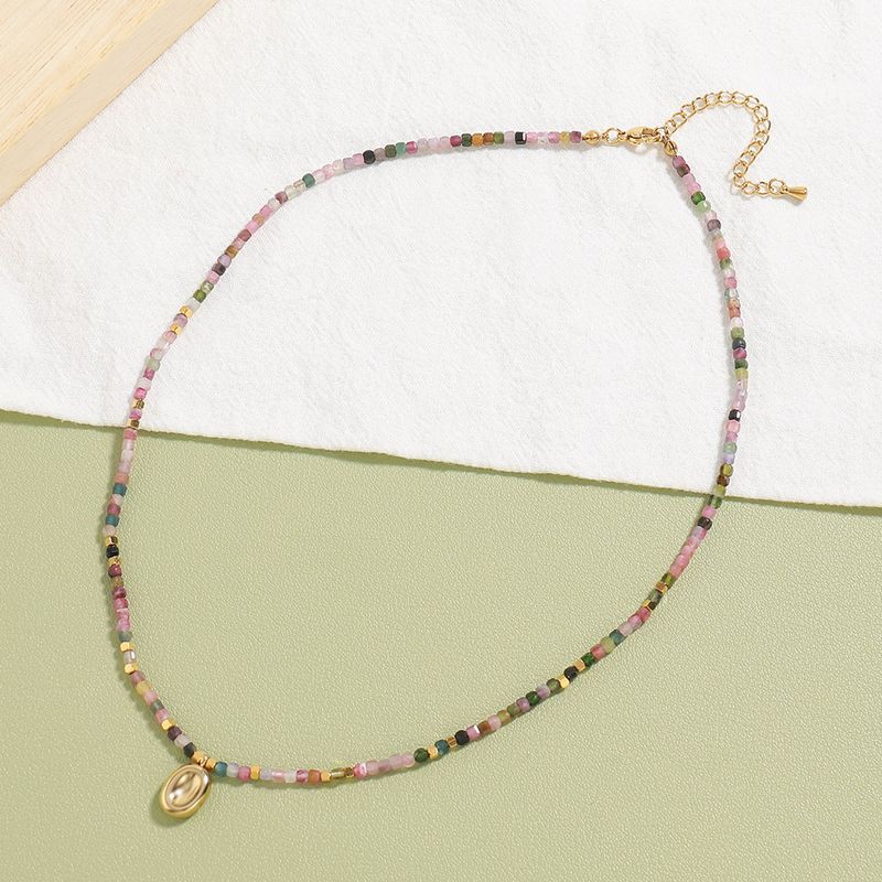 TIOZONEY - Collar de cuentas de piedras naturales de colores
