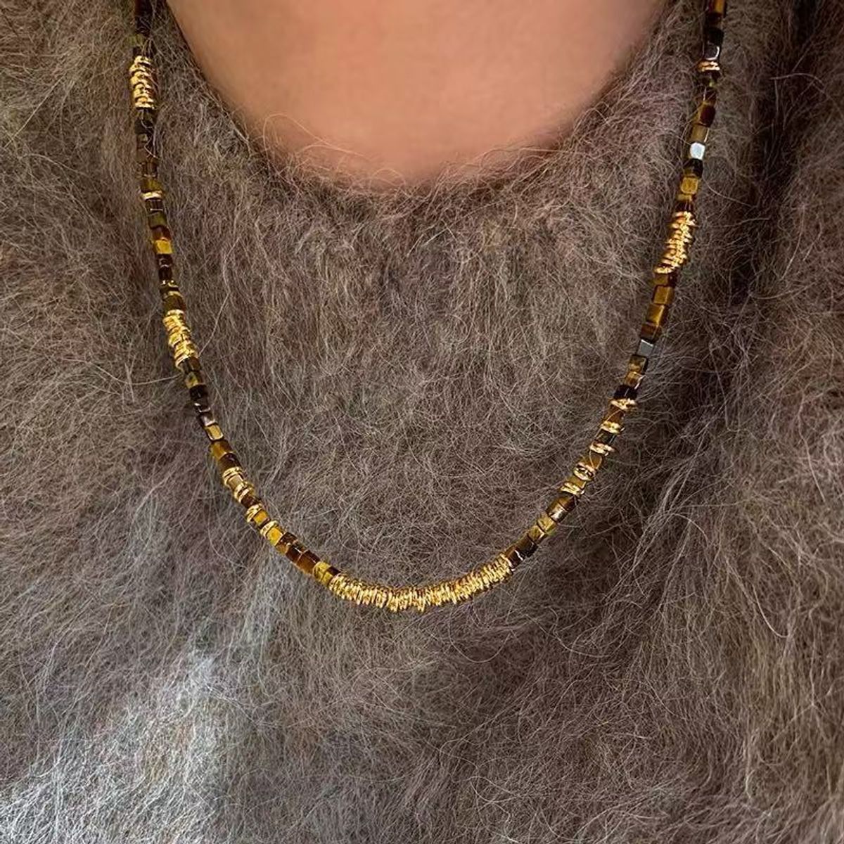 TIOZONEY - Collar de cuentas de ojo de tigre