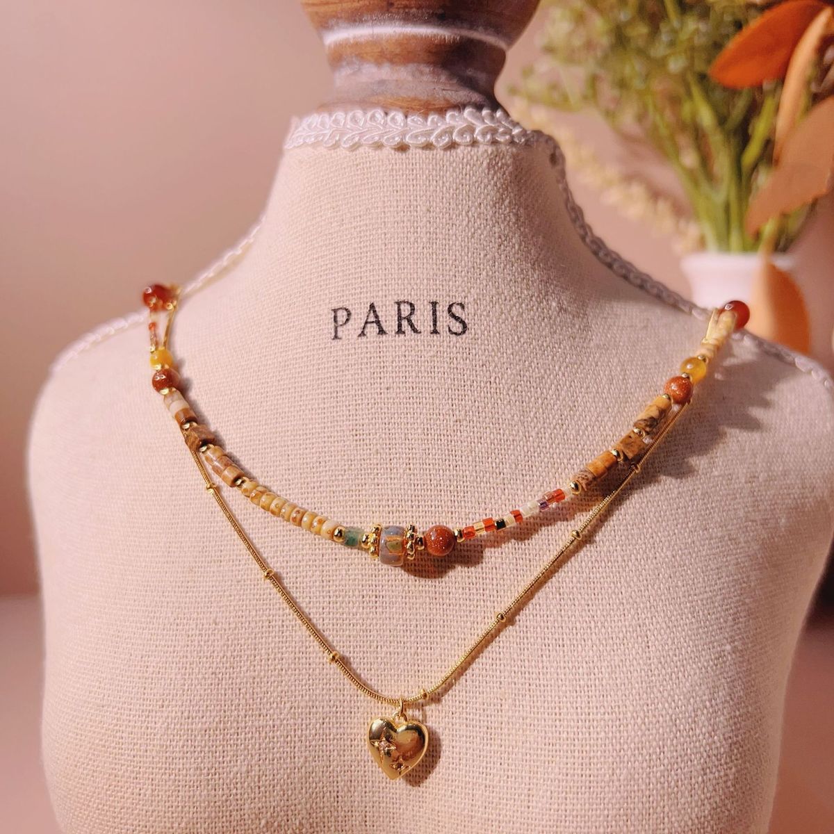 TIOZONEY - Collar de cuentas de cristal