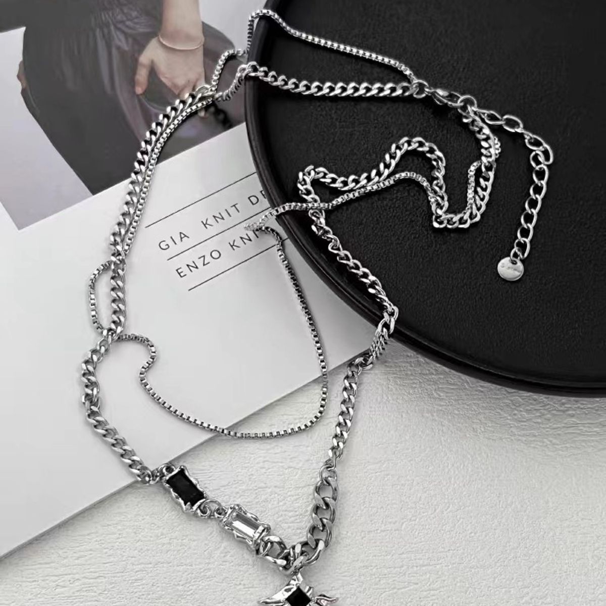 TIOZONEY - Collar de acero inoxidable 45cm