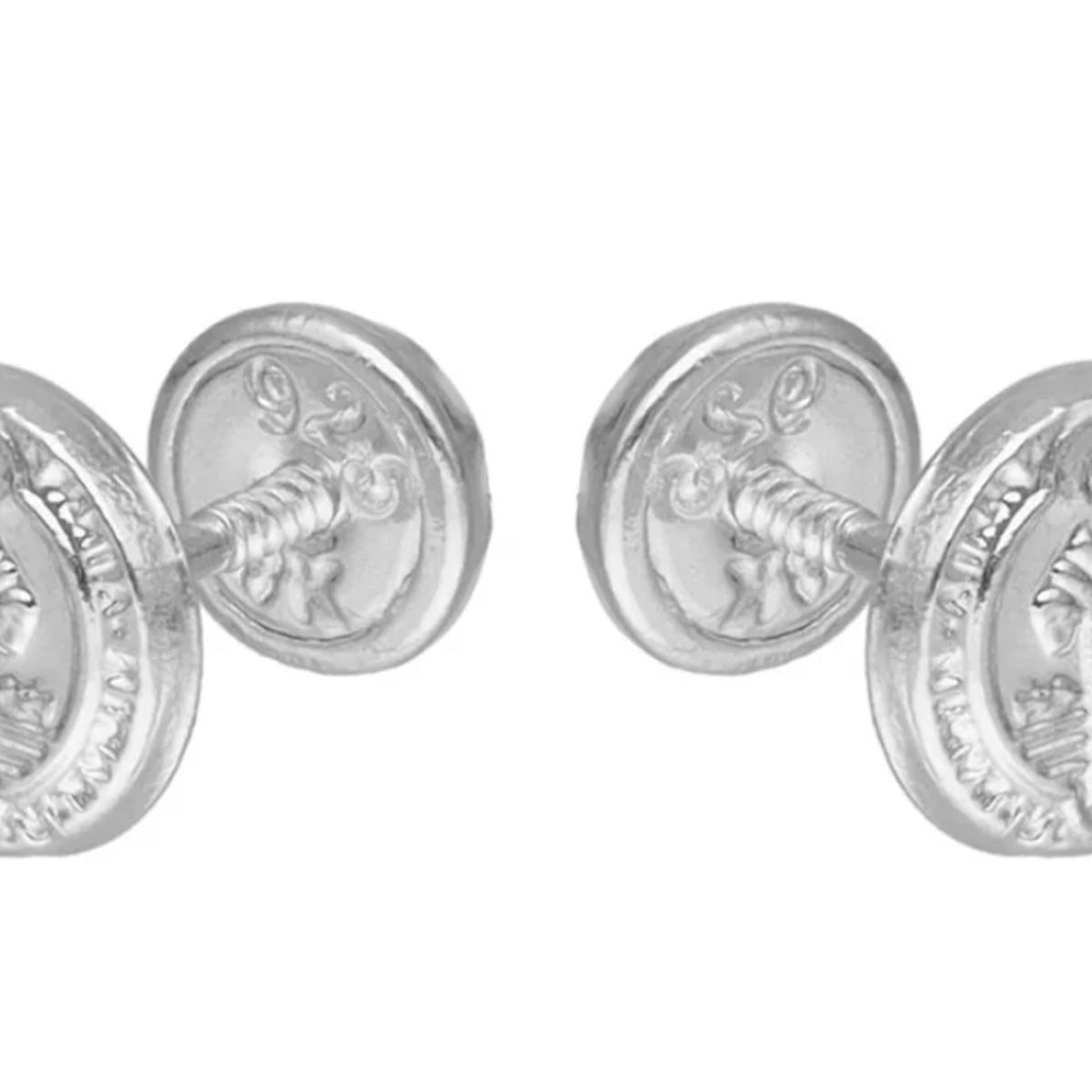GENERICO - Aros Tope Plata Fina Infantil San Benito Protector Niña