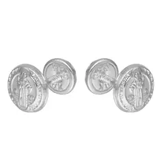 GENERICO - Aros Tope Plata Fina Infantil San Benito Protector Niña