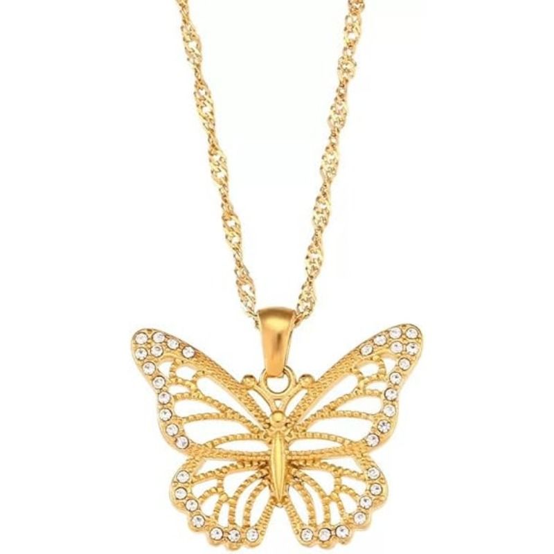 TIOZONEY - Collar con dije delicado chapado en oro
