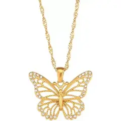 TIOZONEY - Collar con dije delicado chapado en oro