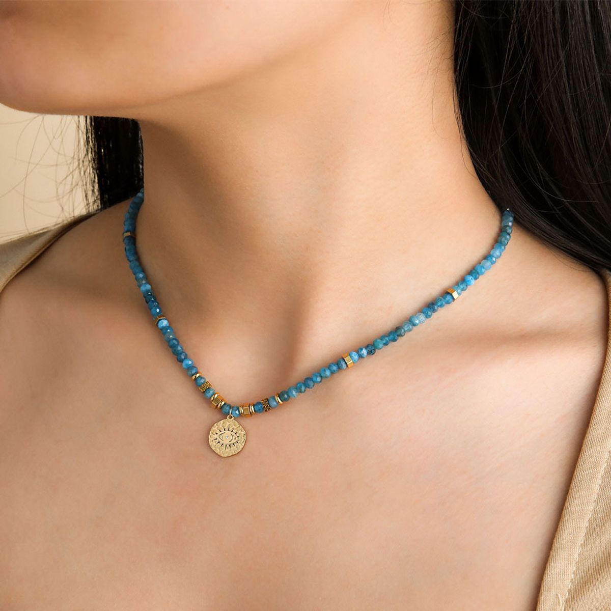 TIOZONEY - Collar de cuentas de piedra natural