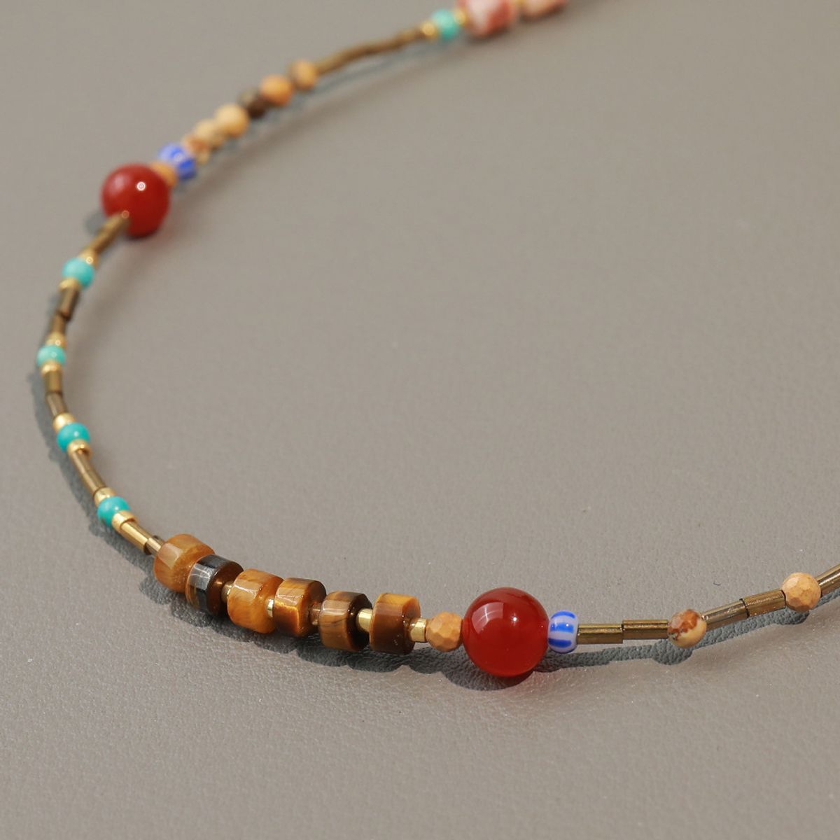 TIOZONEY - Collar de cuentas checas de piedra natural de colores