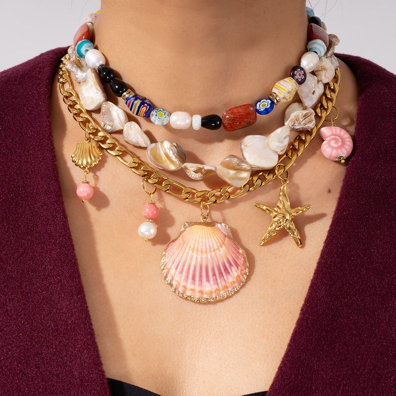 TIOZONEY - 3pcs Shell collar de cuentas