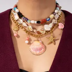 TIOZONEY - 3pcs Shell collar de cuentas