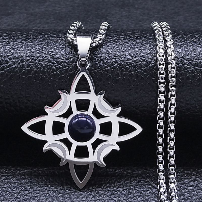 TIOZONEY - Colgante Nudo  Bruja de Cristal Azul en Cadena  Plata 35mm