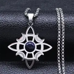 TIOZONEY - Colgante Nudo Bruja de Cristal Azul en Cadena Plata 35mm
