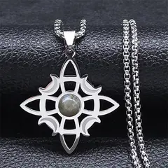 TIOZONEY - Colgante Nudo Bruja de Cristal Gris en Cadena Plata 35mm