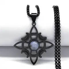 TIOZONEY - Colgante nudo de bruja en cristal gris sobre cadena negra de 35 mm