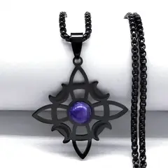 TIOZONEY - Colgante nudo de bruja en cristal Morado sobre cadena negra de 35 mm
