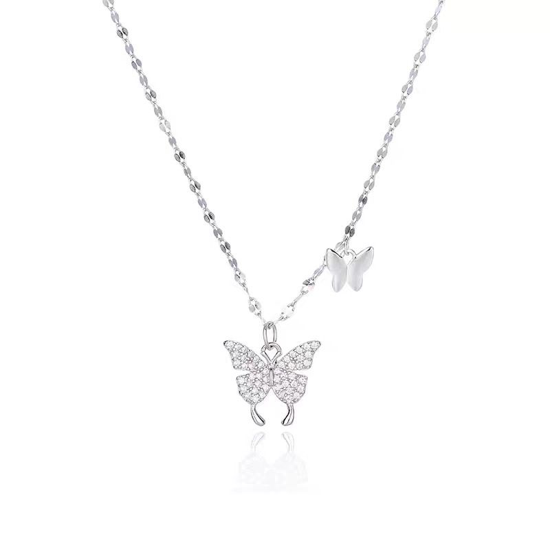 TIOZONEY - Collar de mariposa de plata de ley para mujer