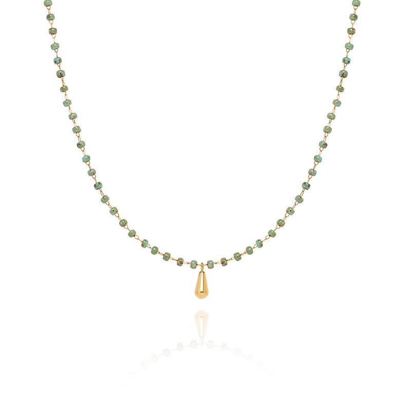 TIOZONEY - Collar de cuentas de turquesa vintage