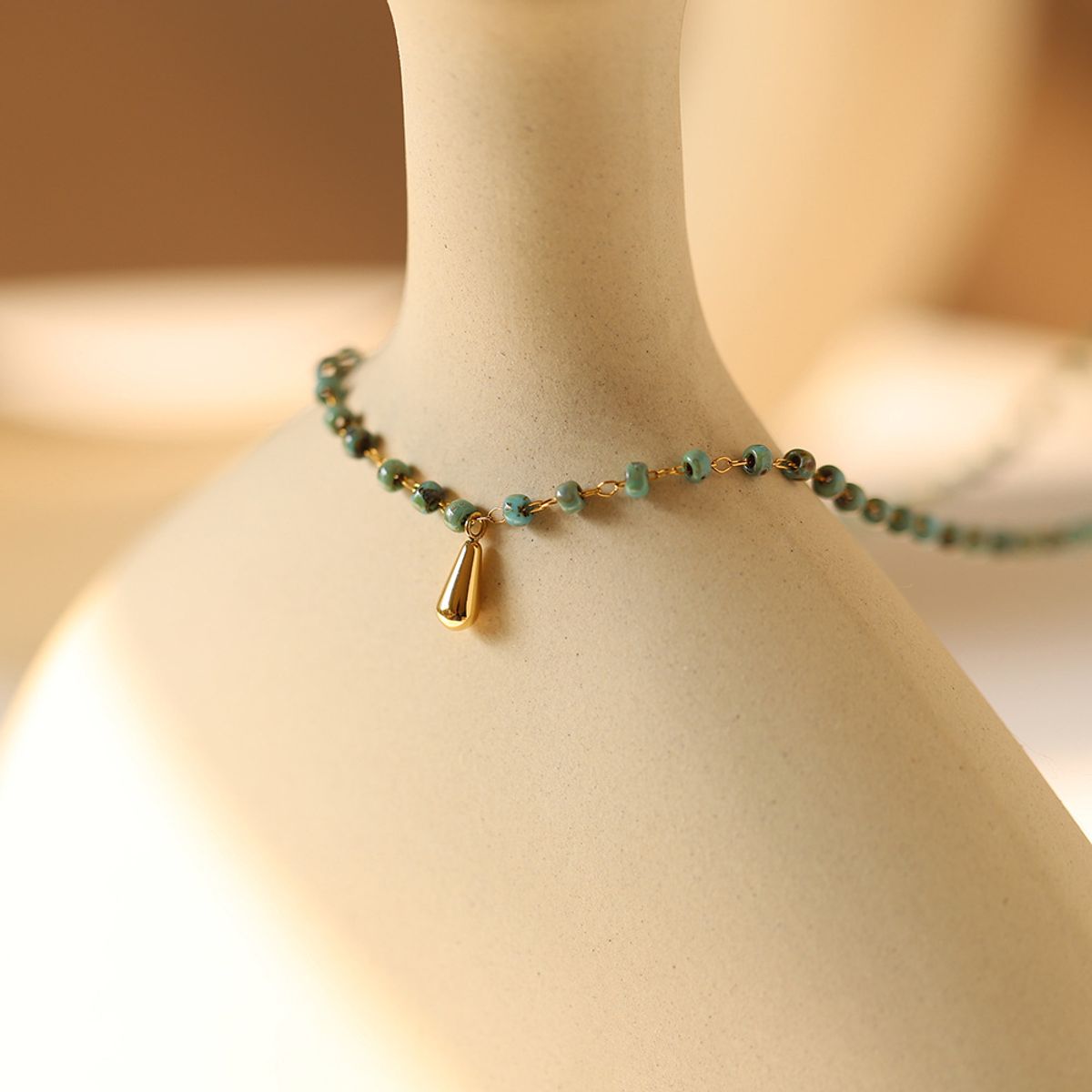 TIOZONEY - Collar de cuentas de turquesa vintage