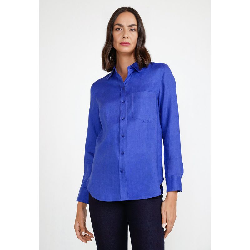 CANADIENNE - Blusa Mujer Cea Lino Azulino Canadienne