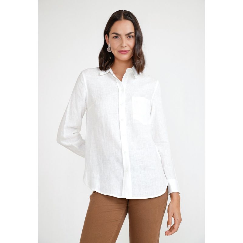 CANADIENNE - Blusa Mujer Cea Lino Blanca Canadienne