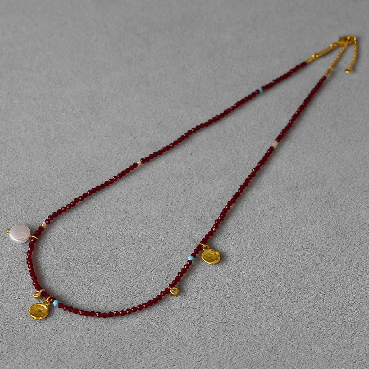 TIOZONEY - Collar de cuentas rojas para mujer