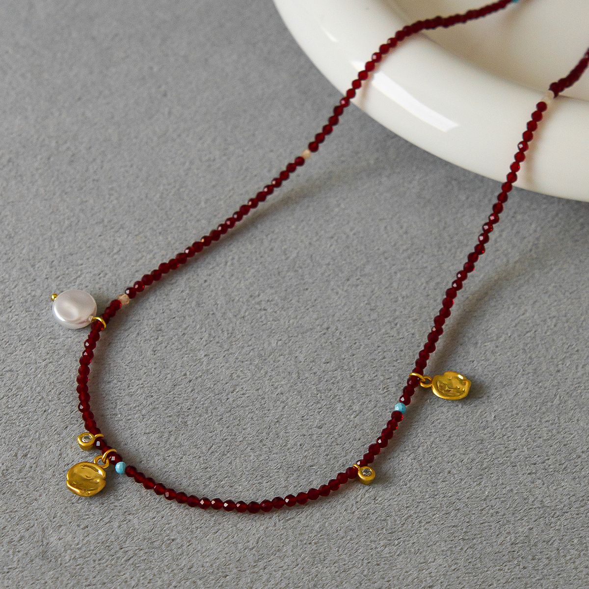 TIOZONEY - Collar de cuentas rojas para mujer