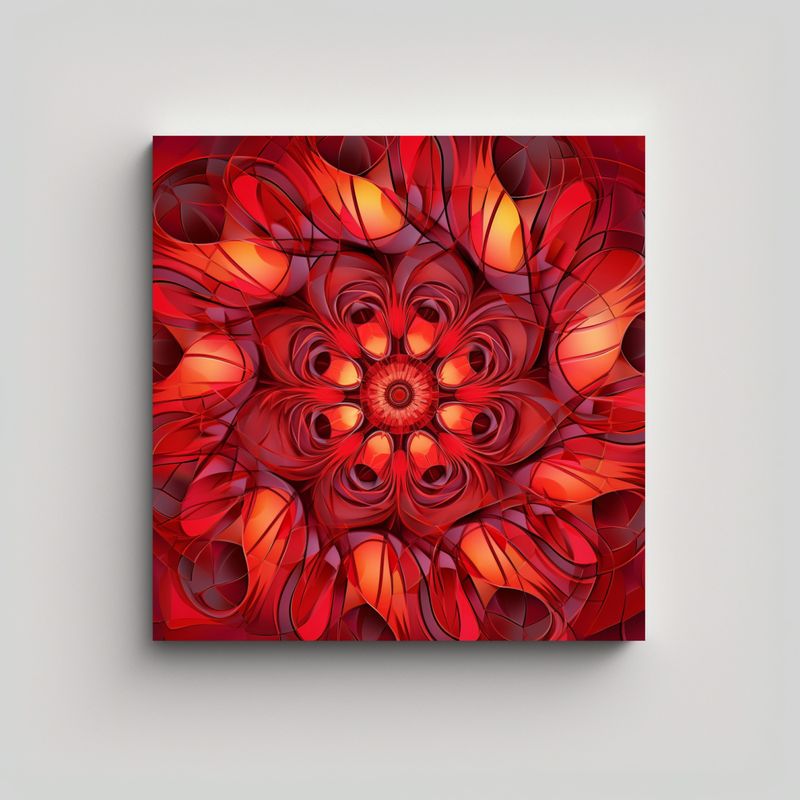 GENERICO - Cuadro Abstracto Rojo Minimalista Patrón 70x70 Cm