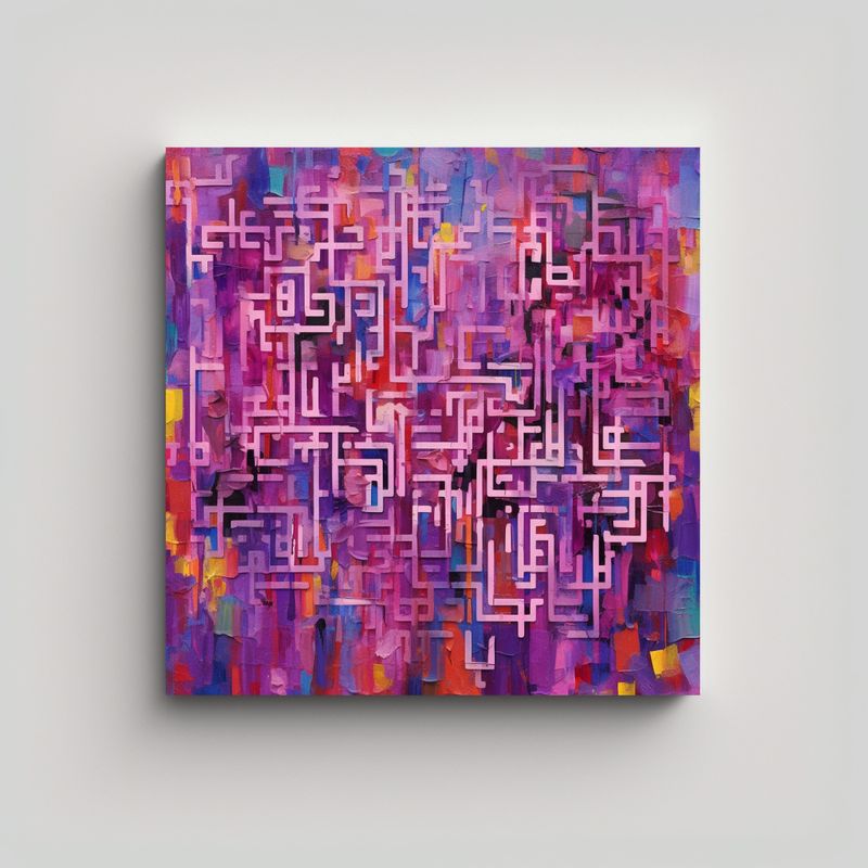 GENERICO - Cuadroes De QR Elegantes Con Colores Azul Morado 80x80 Cm