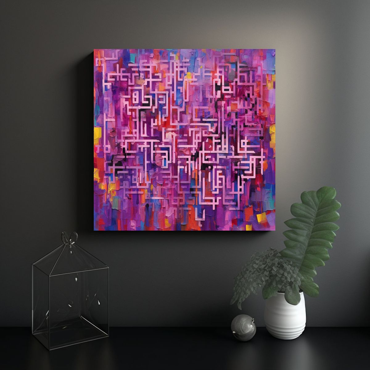 GENERICO - Cuadroes De QR Elegantes Con Colores Azul Morado 70x70 Cm