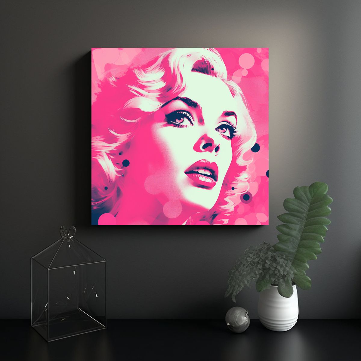 GENERICO - Cuadros Abstractos Dormitorio Estilo Pop Art Rosa 70x70 Cm