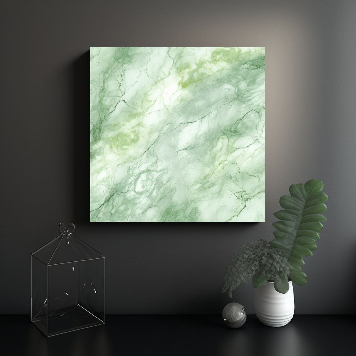 GENERICO - Lienzo De Tela Vintage Textura De Mármol Verde 80x80 Cm