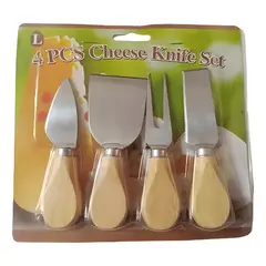 GENERICO - Set Cuchillos Para Queso Mango Madera Cocktail