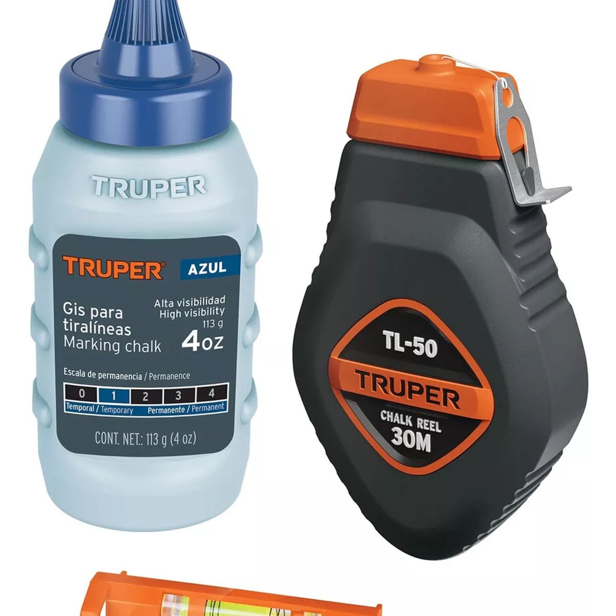 TRUPER - Set Tizador Tiralineas Y Nivel Linea Azul 30mts Truper 18574