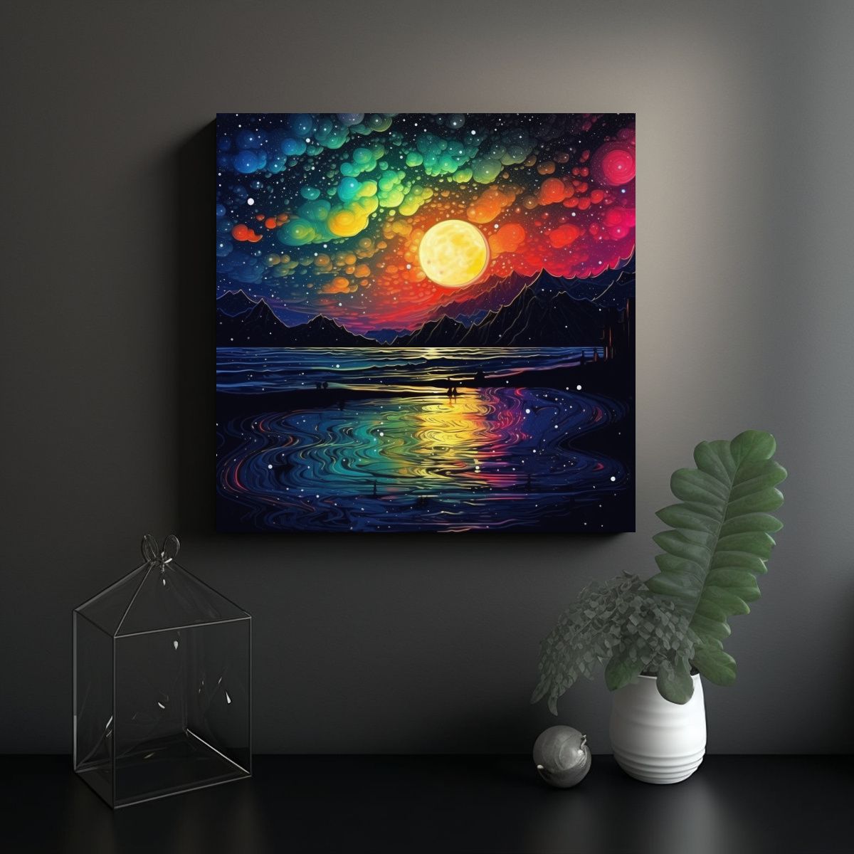 GENERICO - Cuadro Composición Mar Con Colores Arcoíris 60x60 Cm